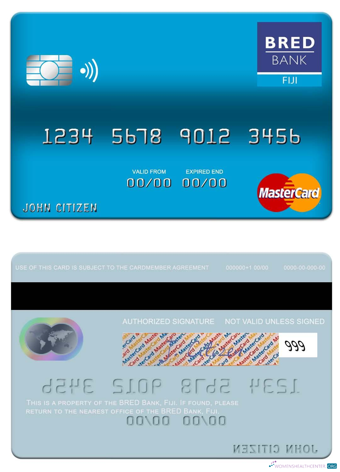 Download Fiji BRED Bank mastercard Photoshop template